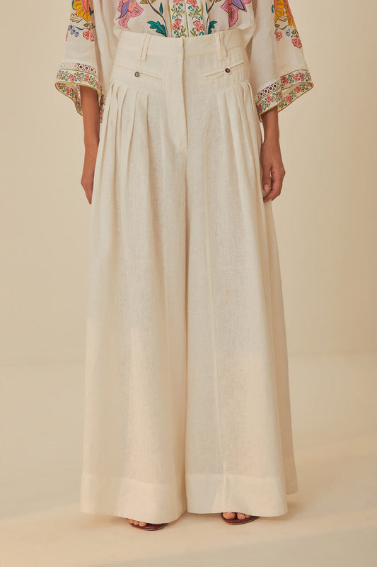 White Euroflax™ Premium Linen Pleated Pants