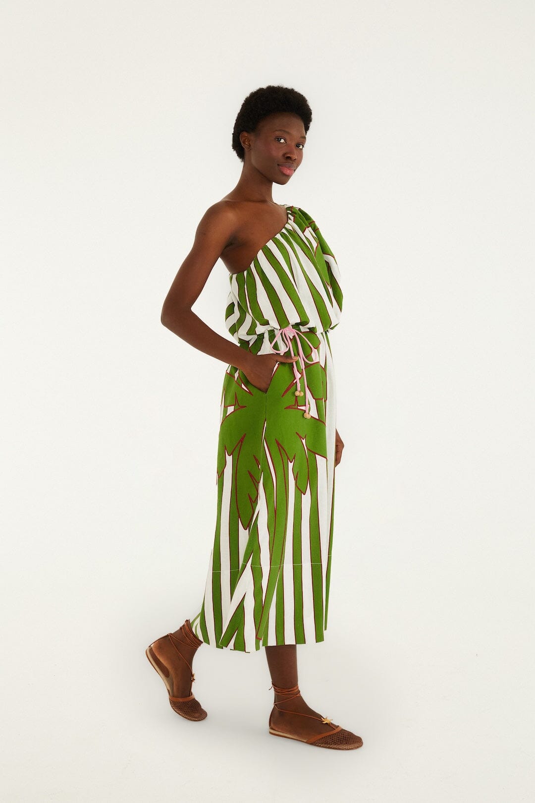 Off-White One-Shoulder Lenzing™ Ecovero™ Euroflax™ Midi Dress