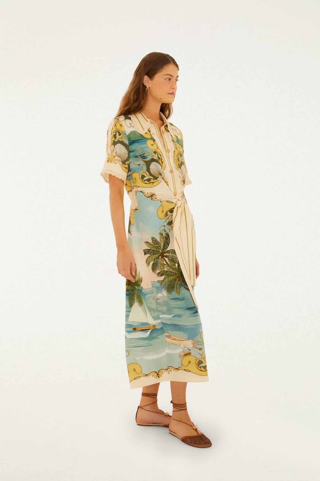 Off-White Royal Sea Collared Lenzing™ Ecovero™ Euroflax™ Midi Dress
