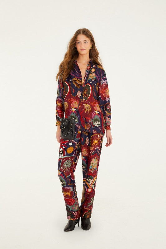 Multicolor Artsy Surreal Land Lenzing™ Ecovero™ Viscose Pants