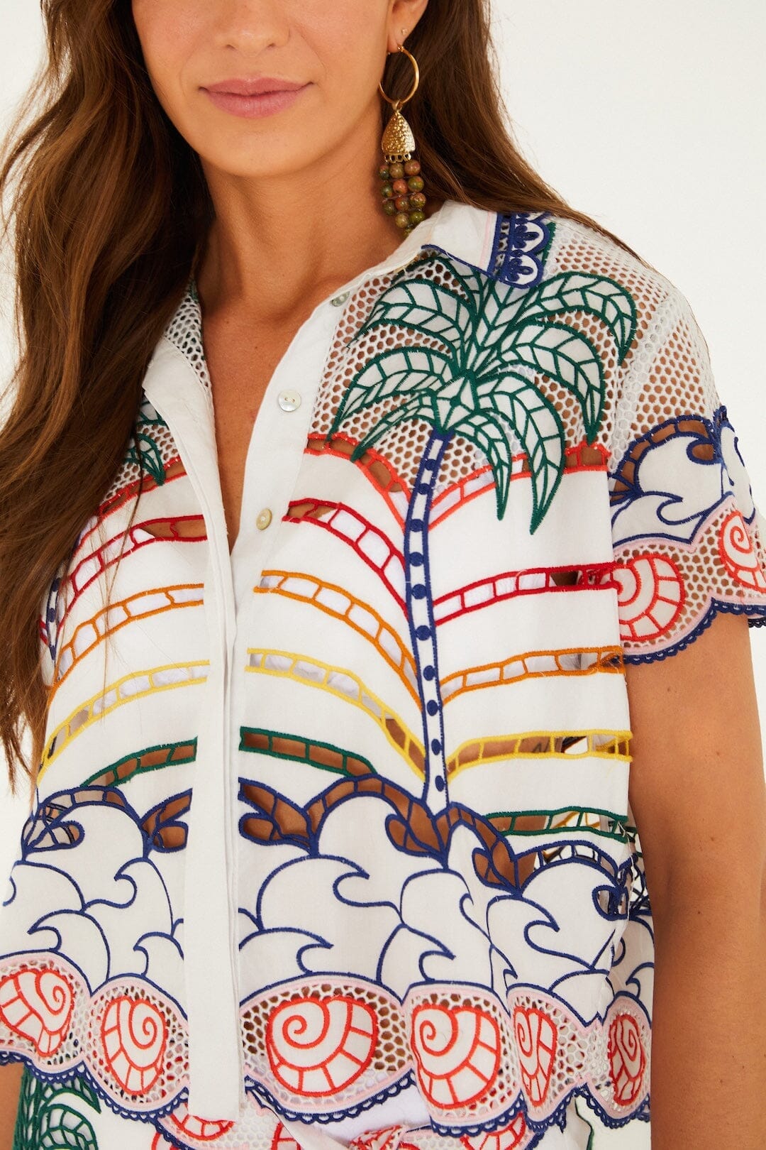 Off-White Tropical Graphic Richelieu Crop Shirt