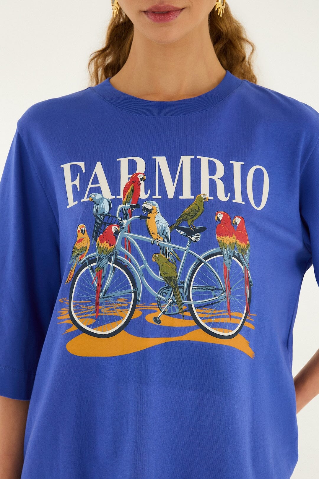 Blue Bike Birds Organic Cotton T-Shirt