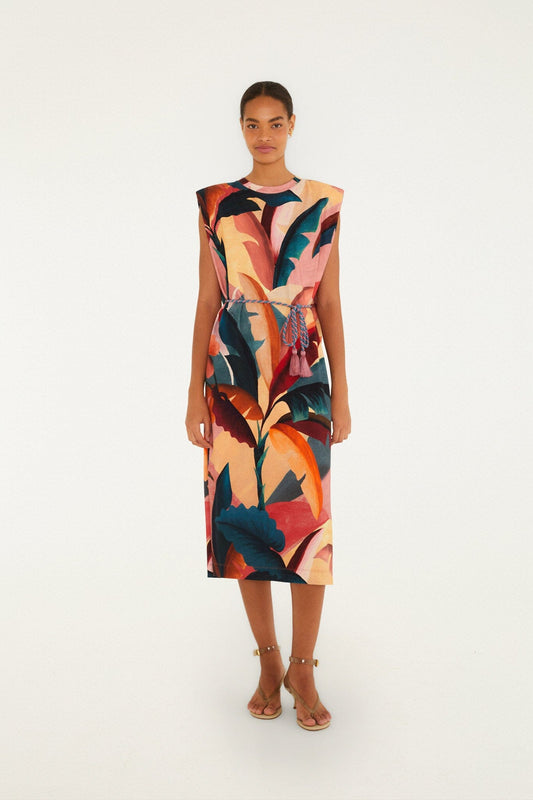 Multicolor Atlantic Rainforest Organic Cotton T-Shirt Midi Dress