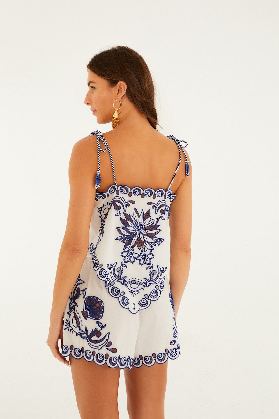 Off-White Garden Tiles Tassels Richelieu Blouse